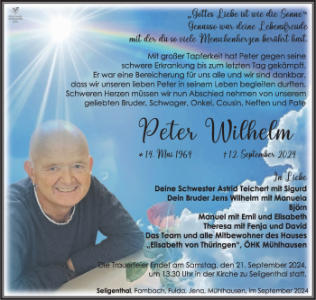 Traueranzeige von Peter Wilhelm von Südthüringer Presse