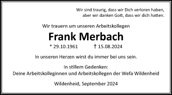 Traueranzeige von Frank Merbach von Neue Presse Coburg