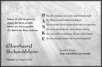 Traueranzeige von Eberhard Schwäblein von Südthüringer Presse