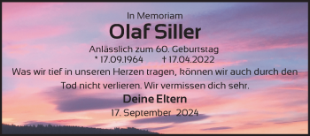 Traueranzeige von Olaf Siller von Südthüringer Presse