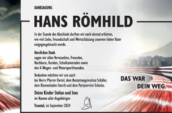 Traueranzeige von Hans Römild von Südthüringer Presse
