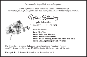 Traueranzeige von Ulla Kühnlenz von Südthüringer Presse