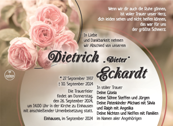 Traueranzeige von Dietrich Eckardt von Südthüringer Presse
