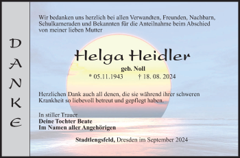 Traueranzeige von Helge Heidler von Südthüringer Presse