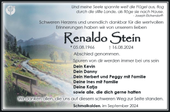 Traueranzeige von Renaldo Stein von Südthüringer Presse