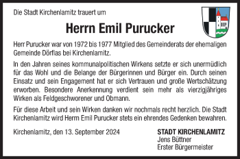 Traueranzeige von Emil Purucker von Frankenpost