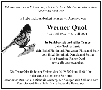 Traueranzeige von Werner Quol von Frankenpost