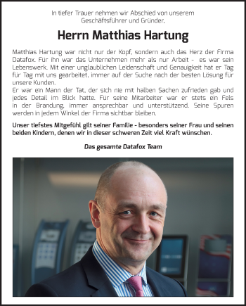Traueranzeige von Matthias Hartung von Südthüringer Presse
