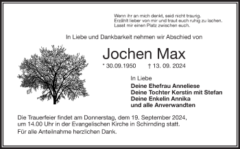 Traueranzeige von Jochen Max von Frankenpost