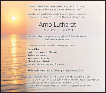 Traueranzeige von Arno Luthardt von Neue Presse Coburg