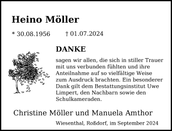 Traueranzeige von Heino Möller von Südthüringer Presse