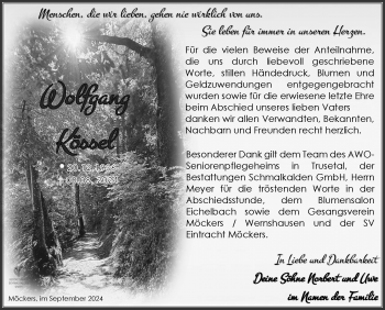 Traueranzeige von Wolfgang Kössel von Südthüringer Presse