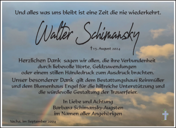 Traueranzeige von Walter Schimansky von Südthüringer Presse