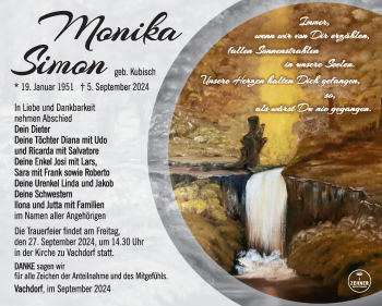 Traueranzeige von Monika Simon von Südthüringer Presse