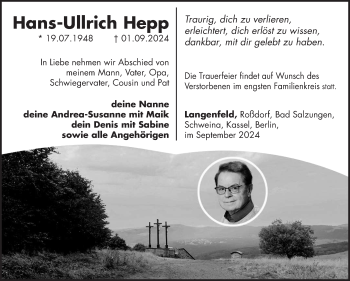 Traueranzeige von Hans-Ullrich Hepp von Südthüringer Presse