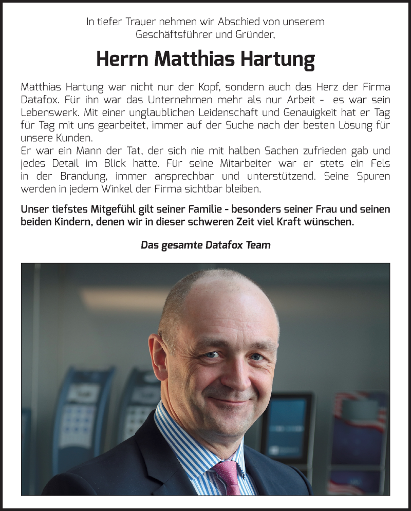  Traueranzeige für Matthias Hartung vom 25.09.2024 aus Südthüringer Presse