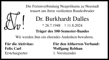 Traueranzeige von Dr. Burkhardt Dalles von Neue Presse Coburg