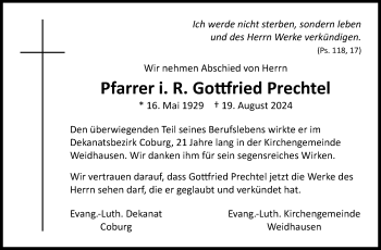 Traueranzeige von Gottfried Prechtel von Neue Presse Coburg