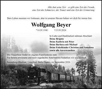 Traueranzeige von Wolfgang Beyer von Südthüringer Presse