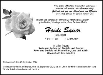 Traueranzeige von Heidi Sauer von Neue Presse Coburg