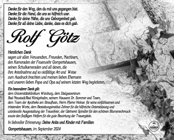 Traueranzeige von Rolf Götz von Südthüringer Presse