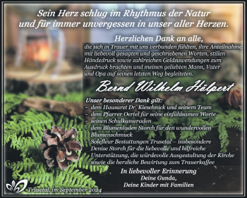 Traueranzeige von Bernd Wilhelm Hölpert von Südthüringer Presse