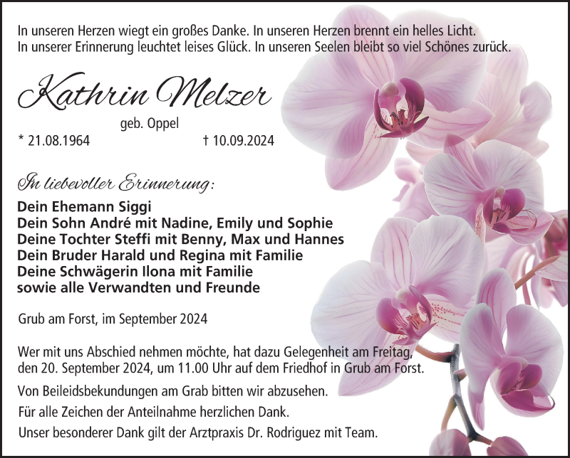  Traueranzeige für Kathrin Melzer vom 14.09.2024 aus Neue Presse Coburg