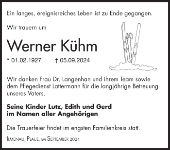Traueranzeige von Werner Kühm von Südthüringer Presse