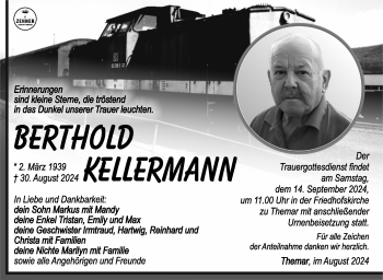 Traueranzeige von Berthold Kellermann von Südthüringer Presse