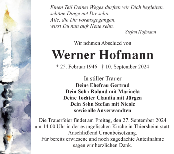 Traueranzeige von Werner Hofmann von Frankenpost
