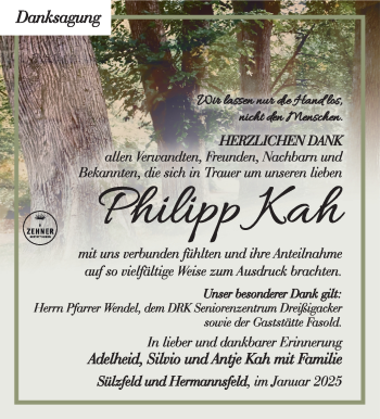 Traueranzeige von Philipp Kah von Südthüringer Presse