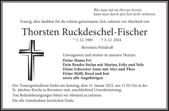 Traueranzeige von Thorsten Ruckdeschel-Fischer von Frankenpost