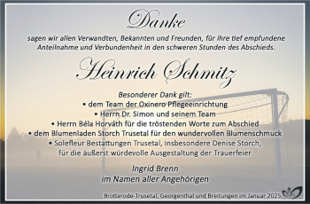 Traueranzeige von Heinrich Schmitz von Südthüringer Presse