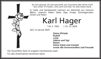 Traueranzeige von Karl Hager von Frankenpost