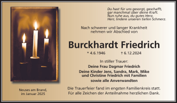 Traueranzeige von Burckhardt Friedrich von Neue Presse Coburg