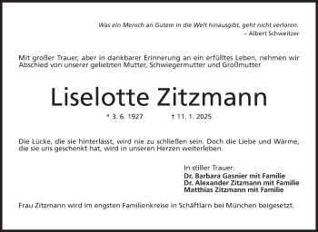 Traueranzeige von Lotte Zitzmann von Neue Presse Coburg