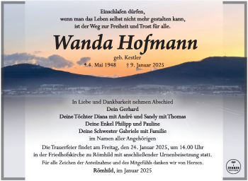 Traueranzeige von Wanda Hofmann von Südthüringer Presse