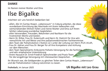 Traueranzeige von Ilse Bigalke von Neue Presse Coburg