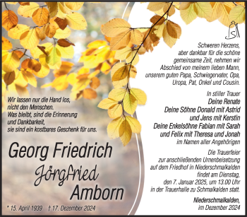 Traueranzeige von Georg Friedrich Amborn von Südthüringer Presse
