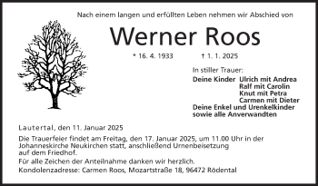 Traueranzeige von Werner Roos von Neue Presse Coburg