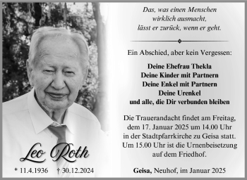 Traueranzeige von Leo Roth von Südthüringer Presse