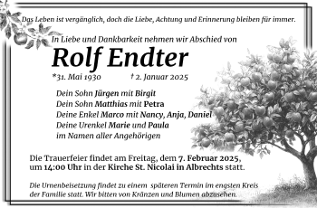Traueranzeige von Rolf Endter von Südthüringer Presse