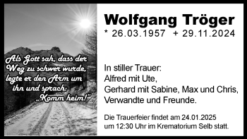 Traueranzeige von Wolfgang Tröger von Frankenpost