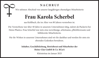 Traueranzeige von Karola Scherbel von Neue Presse Coburg