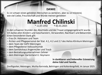 Traueranzeige von Manfred Chilinski von Südthüringer Presse