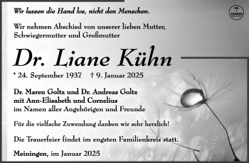 Traueranzeige von Liane Kühn von Südthüringer Presse
