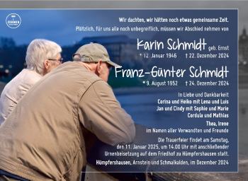 Traueranzeige von Karin und Franz-Günter Schmidt von Südthüringer Presse