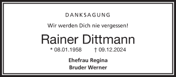 Traueranzeige von Rainer Dittmann von Frankenpost