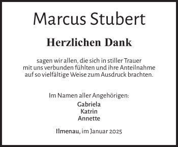 Traueranzeige von Marcus Stubert von Südthüringer Presse