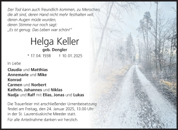 Traueranzeige von Helga Keller von Neue Presse Coburg